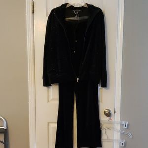 Women's 1x black sequin 2pc track suit NWT